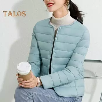 Зимнее пуховое пальто с подкладкой V-образный вырез Карманы Застежка на пуговицах Ветрозащитный Сохранение тепла Повседневный внутренний слой для холодной погоды Куртка из хлопка M розовый