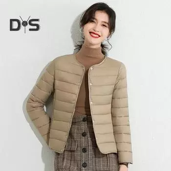 Зимнее пуховое пальто с подкладкой V-образный вырез Карманы Застежка на пуговицах Ветрозащитный Сохранение тепла Повседневный внутренний слой для холодной погоды Куртка из хлопка M чёрный