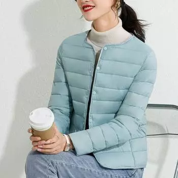 Зимнее пуховое пальто с подкладкой V-образный вырез Карманы Застежка на пуговицы Ветрозащитный Сохранение тепла Повседневный M розовый