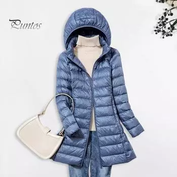 Зимнее пуховое пальто с сумкой для хранения, утолщенный стеганый плюшевый капюшон, средней длины, ветрозащитная, с длинными рукавами, ветрозащитная, теплая, повседневная верхняя одежда из хлопка, куртка L чёрный