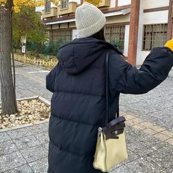 Зимнее пуховое пальто с утеплителем, капюшоном, воротником-стойкой, длиной выше колена, карманами, застежкой-молнией, ветрозащитное, сохраняющее тепло, теплая верхняя одежда, хлопковая куртка S белый