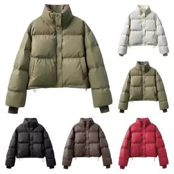 Зимнее пуховое пальто с утолщенной подкладкой, высоким воротником, карманами, однобортное, ветрозащитное, с длинными рукавами, сохраняющее тепло, теплая повседневная верхняя одежда, хлопковая куртка S белый