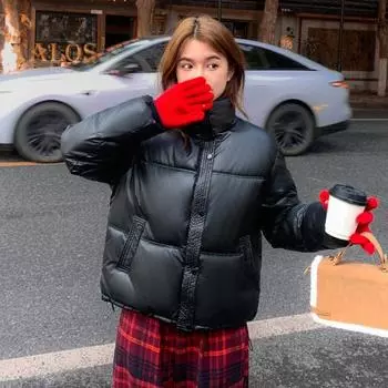 Зимнее пуховое пальто с утолщенной подкладкой, воротник-стойка, карманы, застегивающиеся на молнию, ветрозащитная, сохраняющая тепло, короткая, для холодной погоды, хлопковая куртка S бежевый