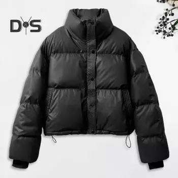 Зимнее пуховое пальто с утолщенной подкладкой, высоким воротником, карманами, однобортное, ветрозащитное, с длинными рукавами, сохраняющее тепло, теплая повседневная верхняя одежда, хлопковая куртка S белый