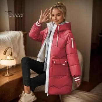 Зимнее пуховое пальто с утолщенным плюшевым капюшоном, большими карманами, средней длины, ветрозащитное, с длинными рукавами, сохраняющее тепло, теплая повседневная верхняя одежда, хлопковая куртка S зелёный