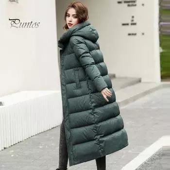 Зимнее пуховое пальто с защитой шеи, капюшоном, карманами, застежкой-молнией, ветрозащитная парка, сохраняющая тепло, повседневная верхняя одежда для холодной погоды, хлопковая куртка M чёрный