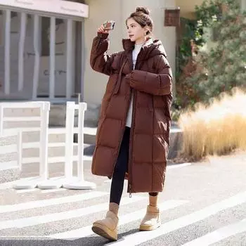 Зимнее пуховое пальто Утолщенный с капюшоном Защита шеи Карманы на молнии Карманы Ветрозащитный Сохранение тепла Повседневная верхняя одежда для холодной погоды Хлопок M чёрный