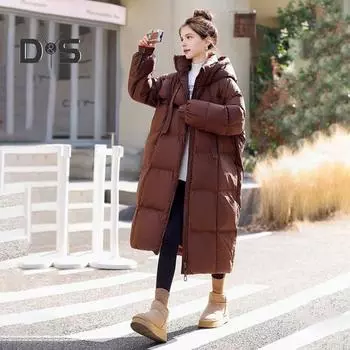 Зимнее пуховое пальто Утолщенный с капюшоном Защита шеи Карманы на молнии Карманы Ветрозащитный Сохранение тепла Повседневная верхняя одежда для холодной погоды Хлопок M чёрный