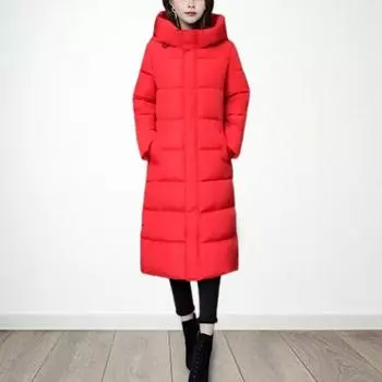 Зимнее пуховое пальто Утолщенный стеганый капюшон Воротник-стойка Длина до колена Карманы Застежка-молния Ветрозащитный Сохранение тепла Теплая повседневная верхняя одежда для холодной погоды M серый