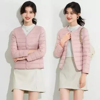 Зимнее пуховое пальто Yousheng с подкладкой, V-образным вырезом, карманами, застежкой на пуговицах, ветрозащитное, сохраняющее тепло, повседневная одежда для холодной погоды, внутренний слой, хлопковая куртка M чёрный