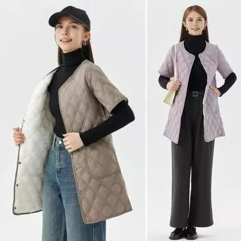 Зимнее пуховое пальто Yousheng с подкладкой, круглым вырезом, карманами, застежкой на пуговицы, ветрозащитное, сохраняющее тепло, повседневная одежда для холодной погоды, внутренний слой, хлопковая куртка XL