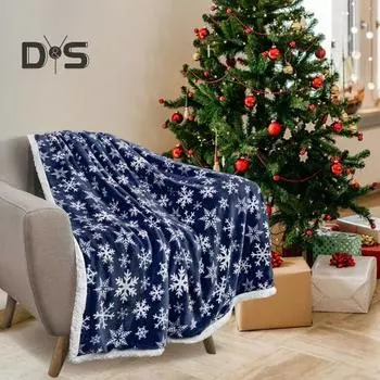 Зимнее рождественское одеяло в клетку со снежинками, утолщенное, плюшевое, машинная стирка, веселое рождество, офис, сон, общежитие, дом, кровать, диван, путешествие, уют, тепло XL красный/белый