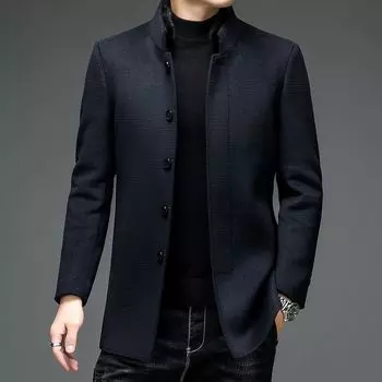 Зимнее шерстяное кашемировое пальто мужское новое повседневное шерстяное утолщенное шерстяное пальто средней длины для мужчин M