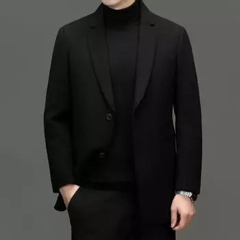 Зимнее шерстяное пальто, мужское шерстяное пальто средней длины с двумя сторонами, универсальная кашемировая ветровка, мужское толстое пуховое пальто 170