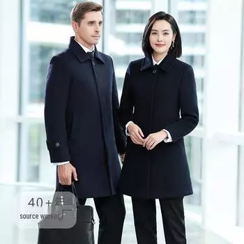 «Зимнее шерстяное пальто с воротником для сотрудников ювелирного банка» Men s double-breasted; XL чёрный