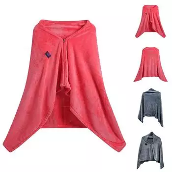 Зимнее согревающее одеяло, фланелевая шаль, утолщенное увеличенное одеяло, умное согревающее одеяло, ворсовое одеяло One Size чёрный