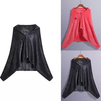 Зимнее согревающее одеяло, фланелевая шаль, утолщенное увеличенное одеяло, умное согревающее одеяло, ворсовое одеяло One Size чёрный