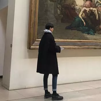 Зимнее среднее и длинное шерстяное пальто мужское свободное корейское исполнение модное шерстяное пальто мужское длинное пальто-тренч M