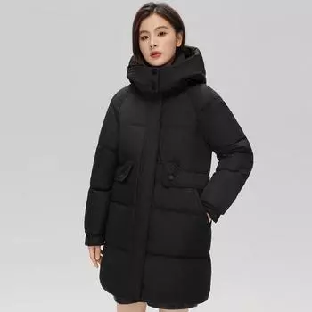 Зимнее стеганое пальто для женщин, новинка 2023 года, модные толстые теплые женские парки с капюшоном, длинные куртки на молнии в корейском стиле, зимняя верхняя одежда 2XL бежевый