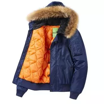 Зимнее стеганое пальто, мужская куртка-бомбер, повседневная свободная бейсбольная форма с капюшоном, мужская куртка L армия зеленый