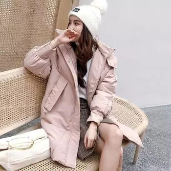 Зимнее свободное пальто из толстого хлеба, студенческая куртка на хлопковой подкладке S розовый