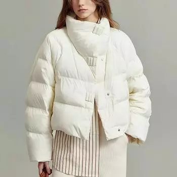 Зимнее свободное теплое пуховое хлопковое пальто, женские утепленные, однотонные зимние куртки, женская верхняя одежда с воротником-стойкой, парки, пальто S чёрный