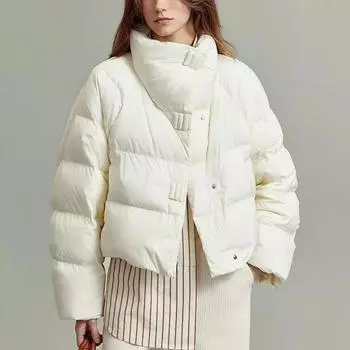 Зимнее свободное теплое пуховое хлопковое пальто, женские утепленные, однотонные зимние куртки, женская верхняя одежда с воротником-стойкой, парки, пальто S чёрный