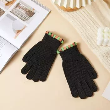 Зимнее тепло и вязаные перчатки для пар с защитой от холода, корейская версия, однотонные перчатки с сенсорным экраном One Size