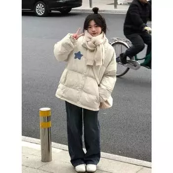 Зимнее тепло: Свободное пальто большого размера в корейском стиле из утолщенного хлопка для женщин S чёрный