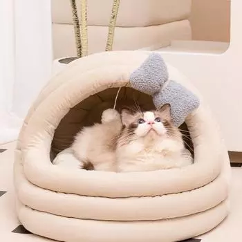 Зимнее теплое гнездо для кошек Безопасный домик для кошек Малый и средний питомник S:44*42*39cm