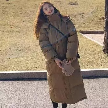 Зимнее теплое модное пальто с хлопковой подкладкой и длинное свободное пальто в корейском стиле S хаки