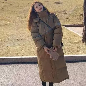 Зимнее теплое модное пальто с хлопковой подкладкой и длинное свободное пальто в корейском стиле S хаки
