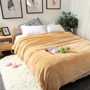 Зимнее теплое мягкое двухслойное бархатное одеяло для кроватей, мягкое теплое тонкое покрывало для офисного дивана, однотонное покрывало для кровати 120x200CM верблюд