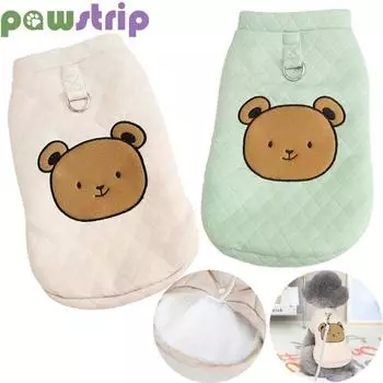 Зимнее теплое пальто для собак, мягкая толстая хлопковая куртка для собак маленьких и средних собак, милый жилет с рисунком медведя для щенков, одежда для йоркширского чихуахуа S зелёный