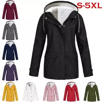 Зимнее теплое пальто для женщин, однотонная плюшевая утепленная куртка для походов на открытом воздухе, большой размер, с капюшоном, ветрозащитный плащ Manteau Femme Hiver 5XL белый