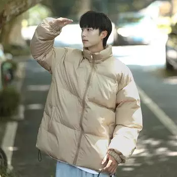Зимнее теплое повседневное хлопковое пальто, мужское модное универсальное пальто со стоячим воротником, мужское теплое хлопковое пальто с длинными рукавами, мужская одежда S белый