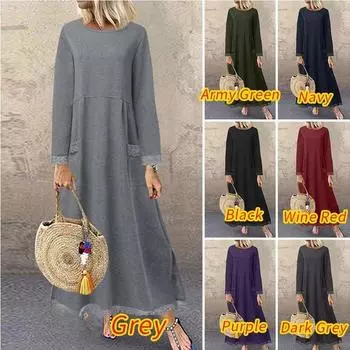 Зимнее теплое повседневное платье-пуловер с длинными рукавами