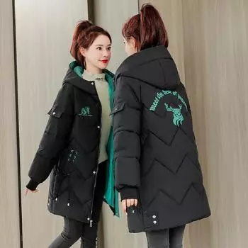 Зимнее теплое пуховое хлопковое пальто для девочек-студентов, свободная повседневная стеганая куртка с капюшоном, верхняя одежда L бежевый