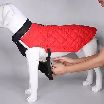 Зимнее теплое светоотражающее водонепроницаемое утолщенное хлопковое пальто для собак M синий