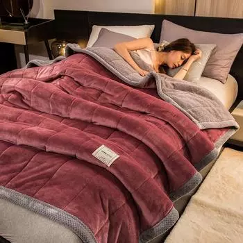 Зимнее теплое трехслойное шерстяное композитное одеяло, утолщенное одеяло, которое можно стирать в машине, одеяло с ворсом 120x200cm