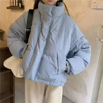 Зимнее теплое женское хлопковое пальто, повседневное женское свободное пальто со стоячим воротником, пальто S чёрный