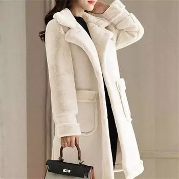 Зимнее теплое женское пальто на замшевой подкладке с меховой подкладкой, европейское новое модное толстое зимнее пальто, длинное пальто, женские теплые плащи M