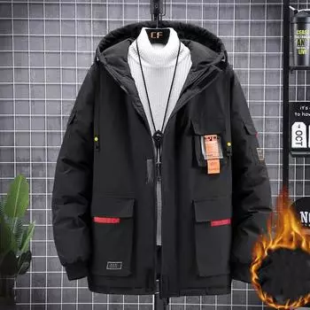 Зимнее толстое хлопковое пальто, мужское свободное утепленное хлопковое пальто, куртка больших размеров, повседневная хлопковая куртка для мужчин, 4XL-10XL 10XL чёрный
