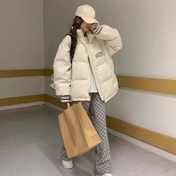 Зимнее толстое пальто для женщин, большая куртка в корейском стиле, хлопковая одежда для студентов S чёрный