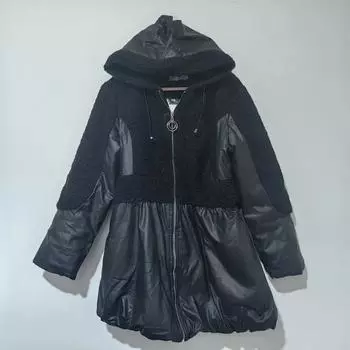 Зимнее толстое теплое хлопковое пальто с яркими вставками из овечьей шерсти, свободное пальто 4XL чёрный