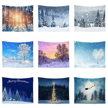 Зимнее украшение рождественской елки Санта-Клаус с принтом гобелен для дома, гостиной, спальни, украшение на стену, гобелен 100x75cm