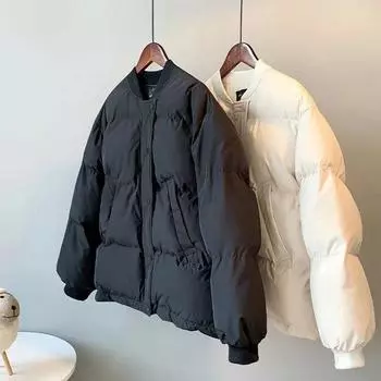 Зимнее утепленное пуховое пальто, бейсбольная хлопковая стеганая куртка, свободная желтая женская парка, одежда M бежевый