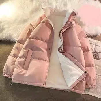 Зимнее утолщенное хлопковое пальто для женщин, модная женская одежда 2024 года, новое теплое хлопковое пальто с бархатной подкладкой S розовый