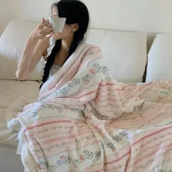 Зимнее утолщенное одеяло с рисунком из мультфильма, утолщенное флисовое одеяло, пригодное для машинной стирки, для офиса, для сна, для общежития