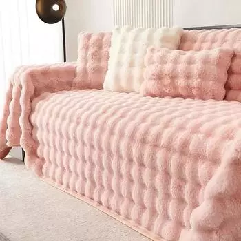 Зимнее утолщенное плюшевое полотенце для дивана для гостиной, универсальный чехол для дивана, плед, подушка, украшение для дома 130x180cm белый